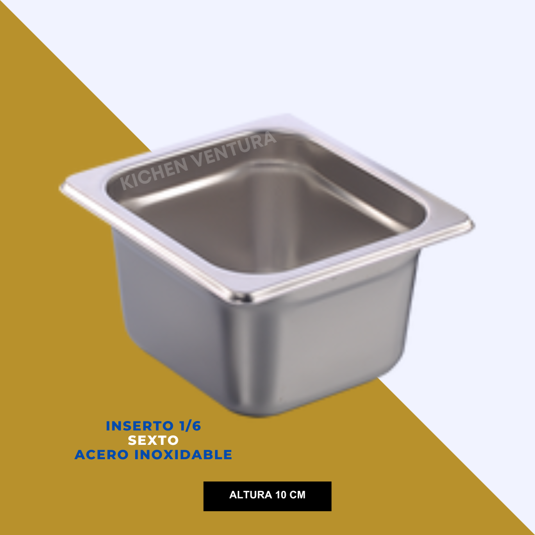 INSERTO 1/6 SEXTO ACERO INOX 10 CM