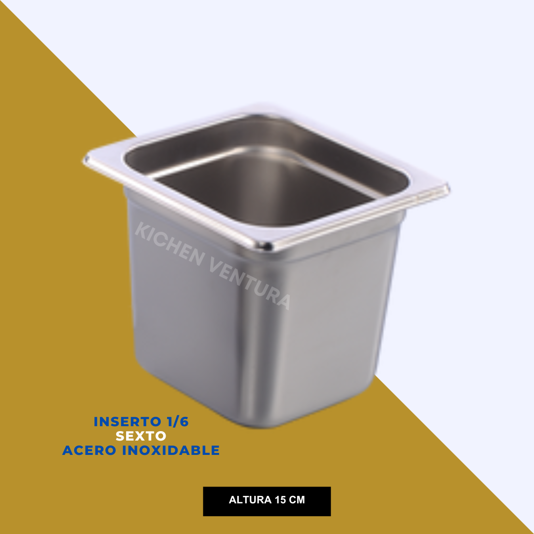 INSERTO 1/6 SEXTO ACERO INOX 15 CM