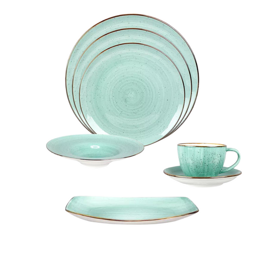 VAJILLA DE PORCELANA VERDE CLARO