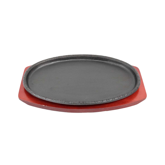PLATO OVALADO HIERRO FUNDIDO CON BASE MADERA 33 CM