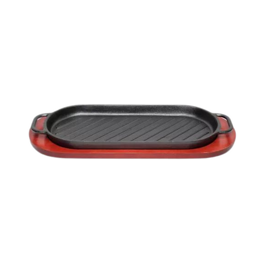 COMAL OVALADO HIERRO FUNDIDO CON BASE DE MADERA 42 CM