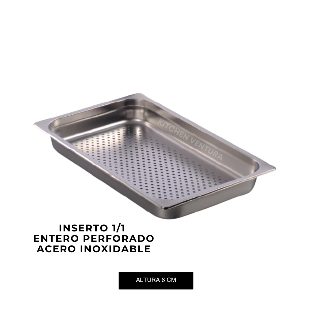 INSERTO 1/1 ENTERO PERFORADO ACERO INOX 6 CM