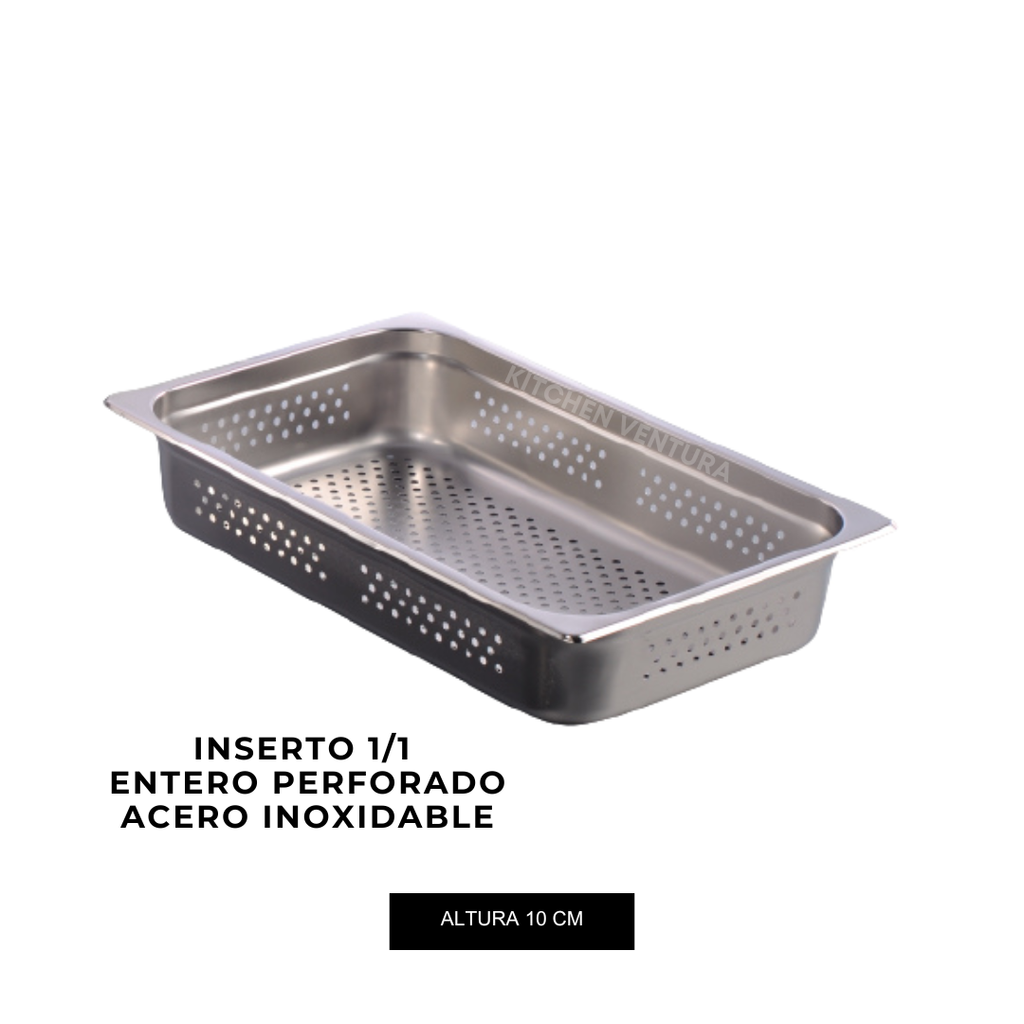 INSERTO 1/1 ENTERO PERFORADO ACERO INOX 10 CM
