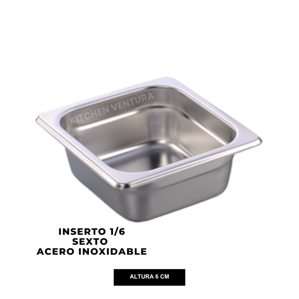 INSERTO 1/6 SEXTO ACERO INOX 6 CM