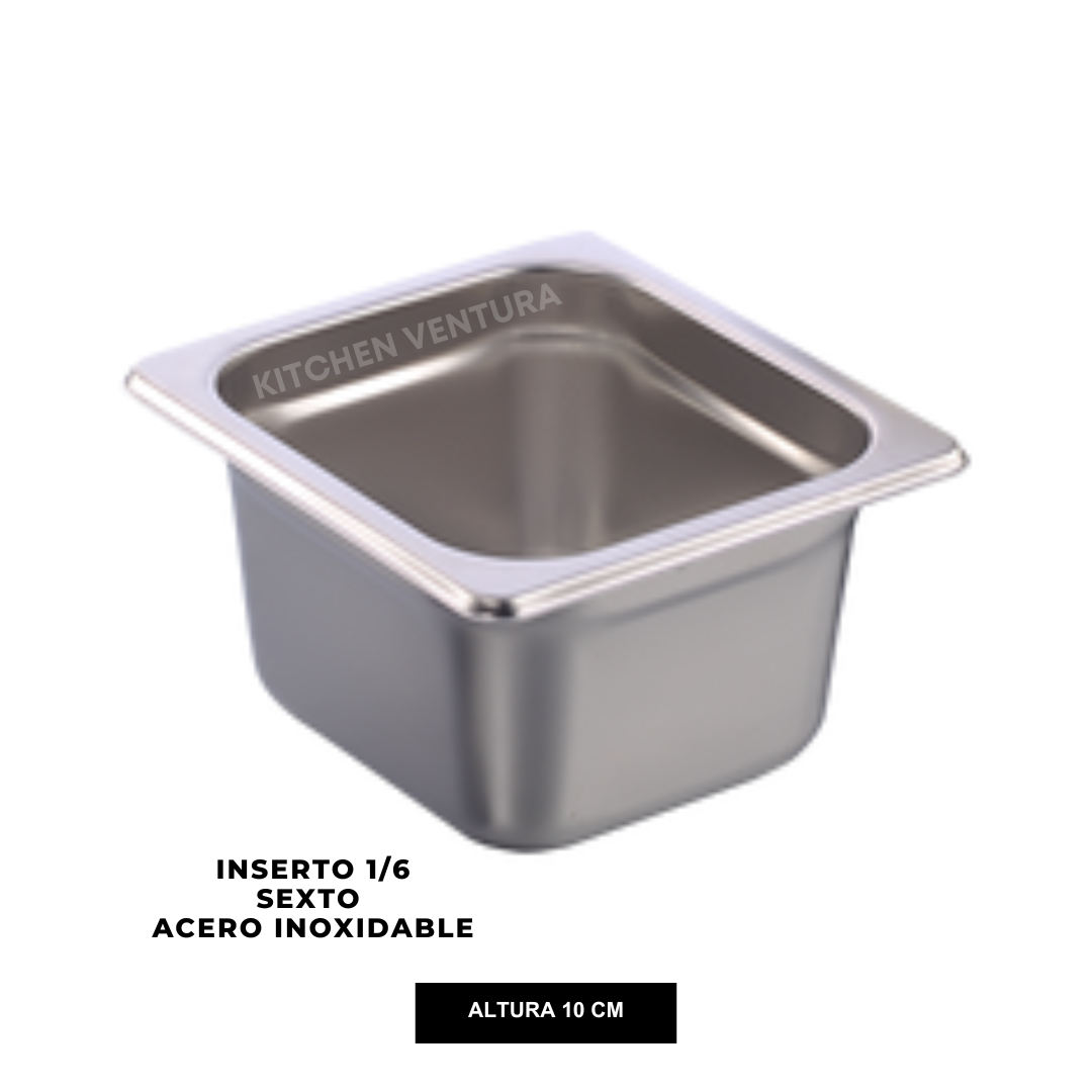 INSERTO 1/6 SEXTO ACERO INOX 10 CM