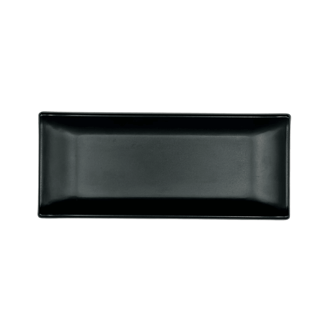 PLATO RECTANGULAR MELAMINA NEGRO 22X10 CM