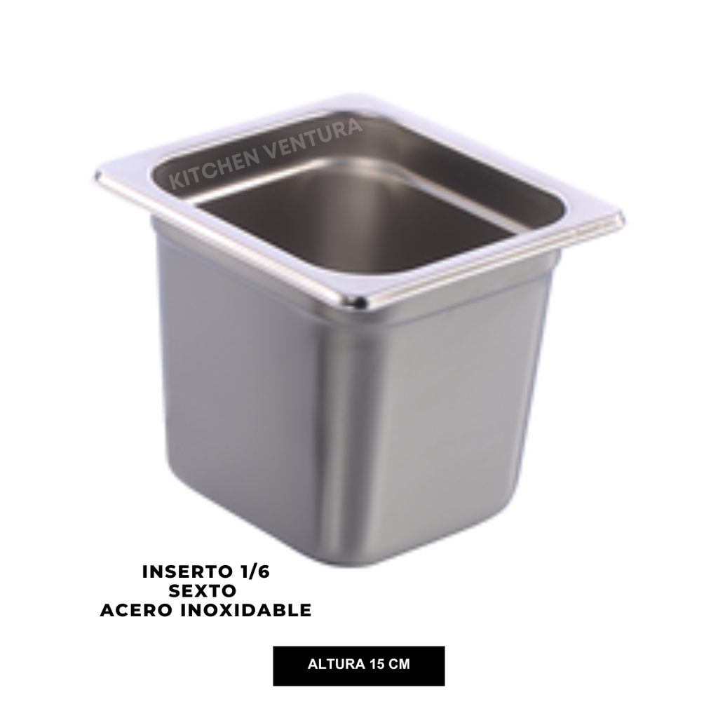 INSERTO 1/6 SEXTO ACERO INOX 15 CM