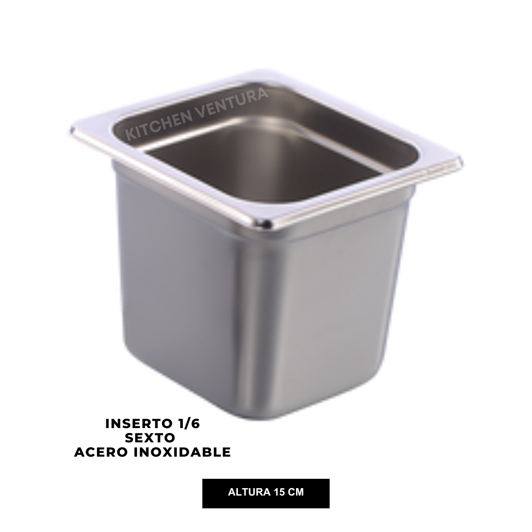 INSERTO 1/6 SEXTO ACERO INOX 15 CM